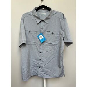 Columbia Mens Logan Lake Gray Short Sleeve Shirt, XL Casual Button Down BNWT $40
